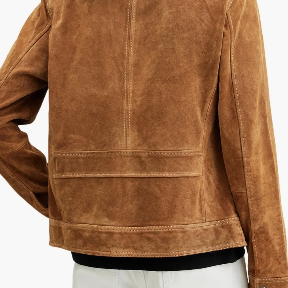 All Saints Men’s Marquez Suede Jacket - Size Medium Tobacco Brown - Picture 5 of 10
